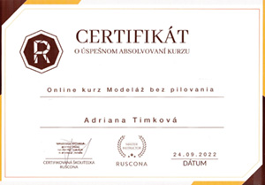 Certifikát - Modeláž bez pilovania